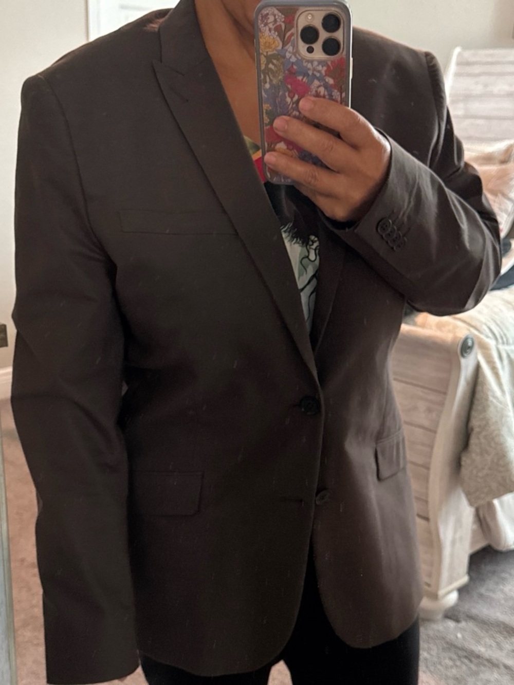 Express Men’s Slim-Fit Brown Blazer – Size 44R - Picture 6 of 6